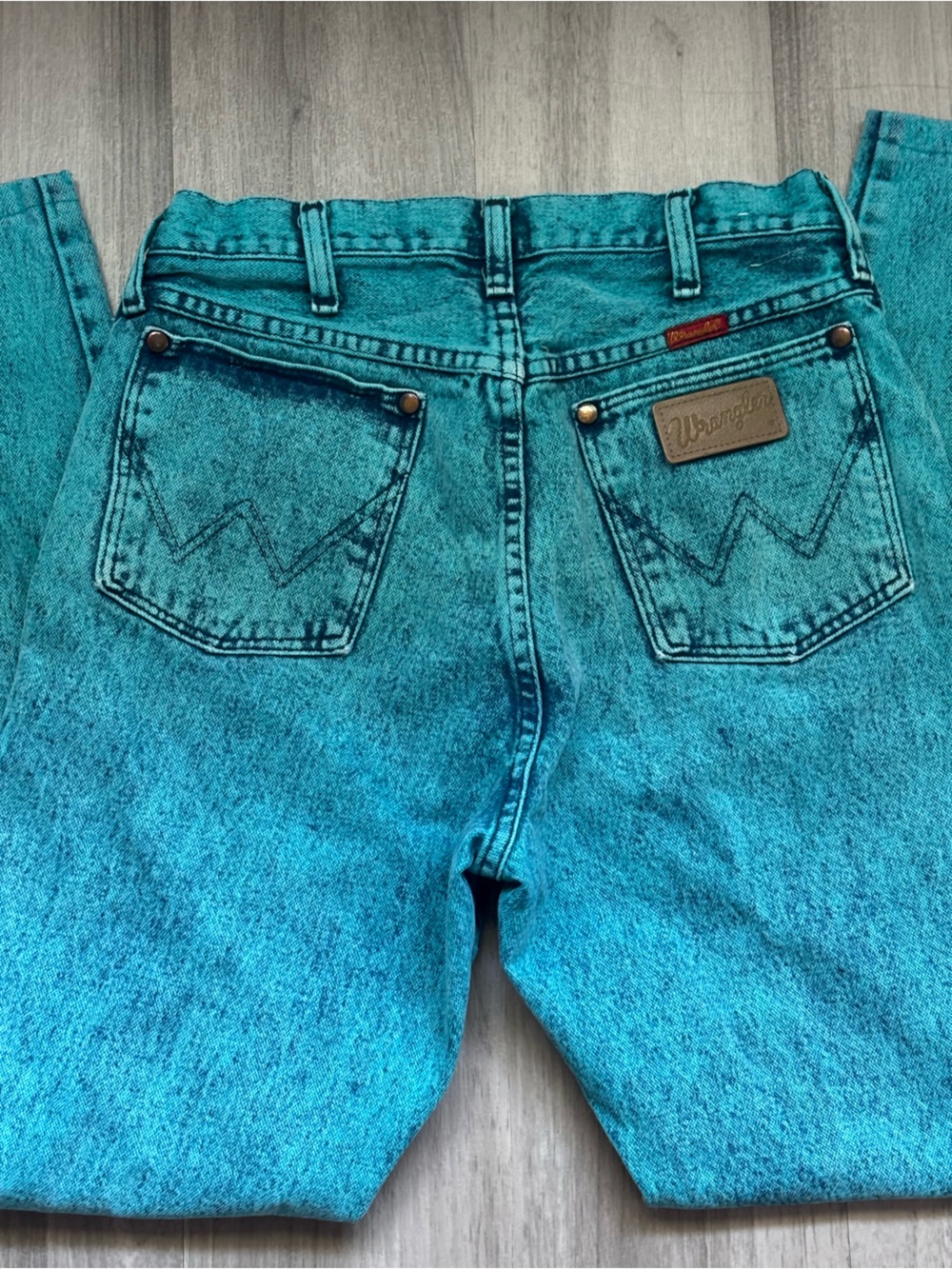Wrangler Turquoise Women's Jeans Overalls - Back Pocket Detail